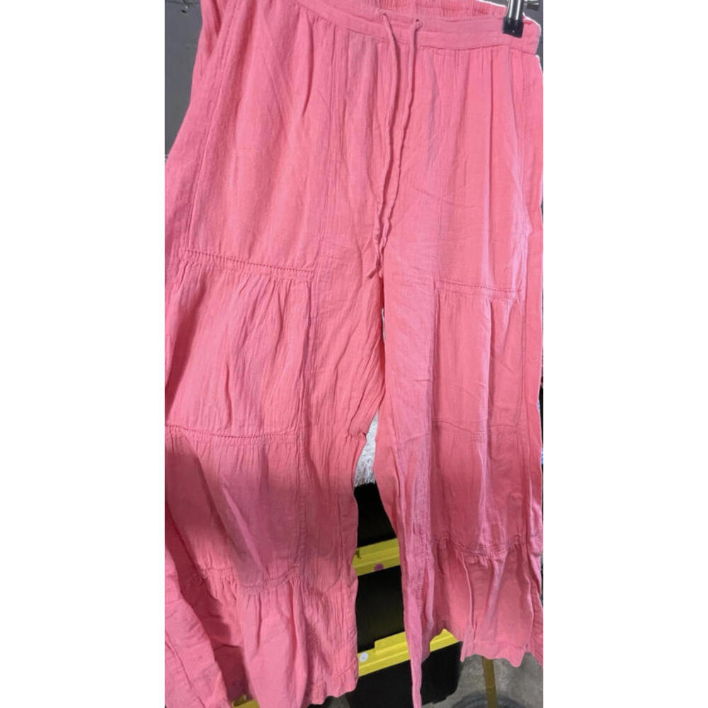 Peppermint Bay Coral Pink Palazzo Pants 100% Cotton Tiered Wide Leg Boho Beach S - Picture 4 of 4